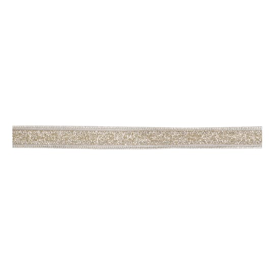 Melrose 1.5" x 5yd. Gold & Silver Beaded Glitter Wired Ribbon